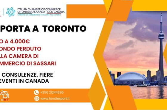 Finanziamento a fondo perduto di 4.000 € per le imprese sassaresi che vogliono partecipare a fiere ed eventi a Toronto