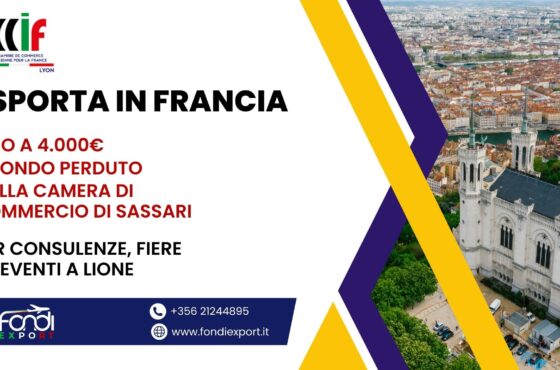 Un finanziamento a fondo perduto fino a 4.000 € è offerto alle imprese sassaresi per esportare in Francia