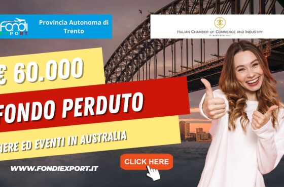 Credito d’imposta di 60.000 € alle imprese trentine per eventi e fiere e consulenze  in Australia