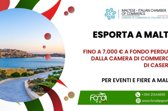 7.000 € di finanziamento a fondo perduto per PMI e grandi imprese casertane per Eventi e Fiere a Malta