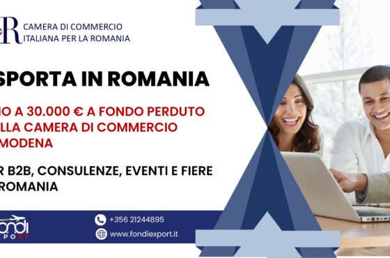 Le imprese modenesi possono usufruire di un finanziamento a fondo perduto fino a 30.000 € in Romania
