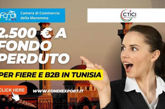 Finanziamento a fondo perduto di 2.500 € alle imprese toscane per E-Commerce, TEM, DEM, B2B, Consulenze, Partecipazione a fiere in Tunisia