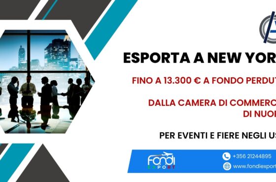 13.300 € di finanziamento a fondo perduto sono disponibili per le imprese nuoresi per Eventi e Fiere negli Stati Uniti