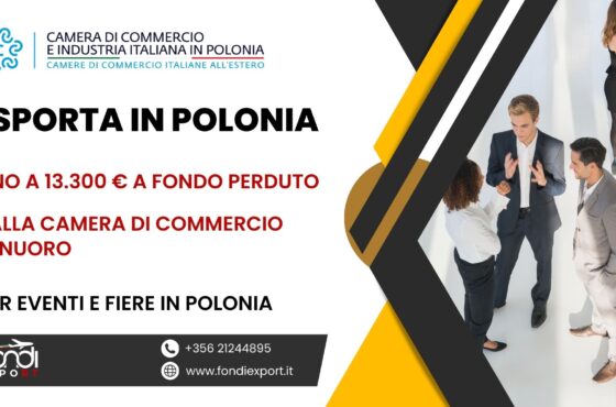 Fino a 13.300 € di finanziamento a fondo perduto alle Imprese singole o associate nuoresi per fare business in Polonia