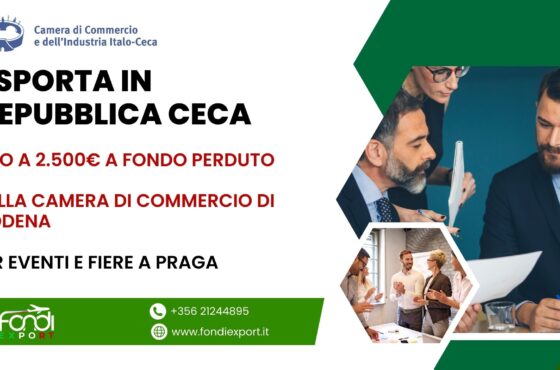 2.500 € di finanziamento a fondo perduto sono disponibili per le imprese modenesi per Eventi e Fiere a Praga