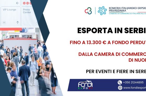 Le imprese nuoresi possono ottenere fino a 13.300 € di finanziamento a fondo perduto per Eventi e Fiere in Serbia