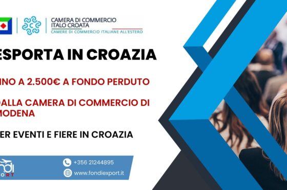 Un finanziamento a fondo perduto fino 2.500 € è offerto alle imprese modenesi per esportare in Croazia