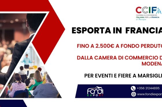 Finanziamento a fondo perduto di 2.500 € a disposizione delle imprese modenesi per Eventi e Fiere in Francia