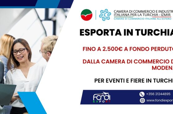 Finanziamento a fondo perduto di 2.500 € alle imprese modenesi per Eventi e Fiere in Turchia