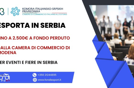Fino a 2.500 € di finanziamento a fondo perduto alle PMI modenesi per fare business in Serbia