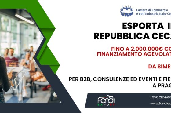 Finanziamento agevolato di 2.000.000 € alle imprese italiane per Eventi e Fiere, B2B, Consulenze a Praga