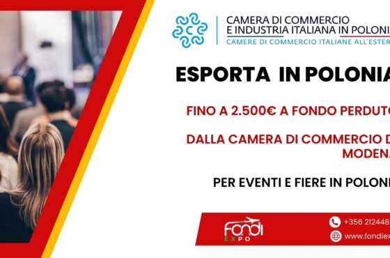 Finanziamento a fondo perduto di 2.500 € alle imprese modenesi per fare business in Polonia