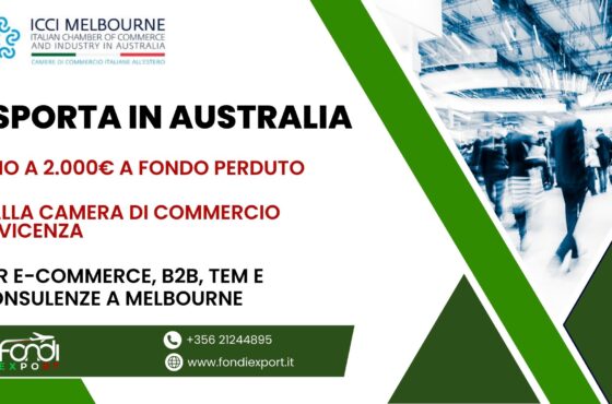 Le imprese vicentine hanno accesso a un finanziamento a fondo perduto di 2.000 € per esportare in Australia