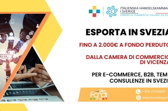 Finanziamento a fondo perduto di 2.000 € alle imprese vicentine per fare business in Svezia
