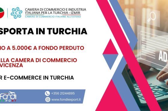 Finanziamento a fondo perduto di 5.000 € alle imprese vicentine per E-commerce in Turchia
