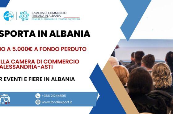 Finanziamento a fondo perduto di importo massimo fino a 5.000 € viene erogato alle imprese piemontesi per Partecipazione a eventi e fiere a Tirana