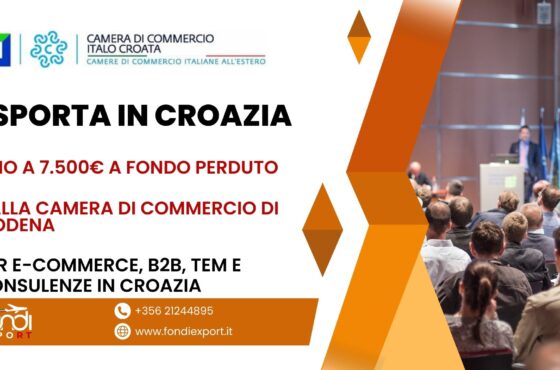 Le imprese modenesi possono usufruire di un finanziamento a fondo perduto fino a 7.500 € per finanziamento a fondo perduto in Croazia