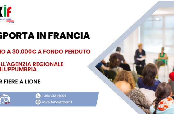 Fino a 30.000 € di finanziamento a fondo perduto alle MPMI, consorzi e cooperative umbre per fare business in Francia