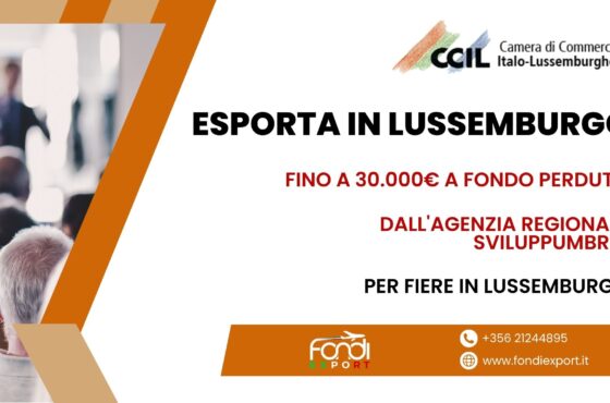Con un finanziamento a fondo perduto di 30.000 € le aziende umbre possono sviluppare un’attività in Lussemburgo