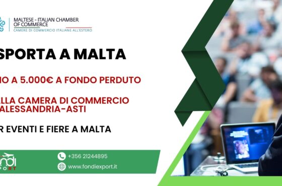 Un finanziamento a fondo perduto di 5.000 € è disponibile per le imprese piemontesi per Partecipazione a eventi e fiere a Malta
