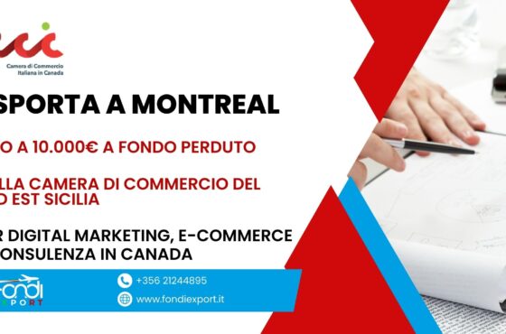 Opportunità innovativa di finanziamento: finanziamento a fondo perduto fino a 10.000 € per le imprese siciliane e le loro iniziative nel campo di Digital marketing, E-Commerce e Consulenze a Montréal