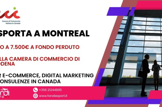 Nuova possibilità di finanziamento: finanziamento a fondo perduto fino a 7.500 € per le aziende modenesi e i loro progetti di Digital marketing, E-Commerce, Consulenze a Montréal