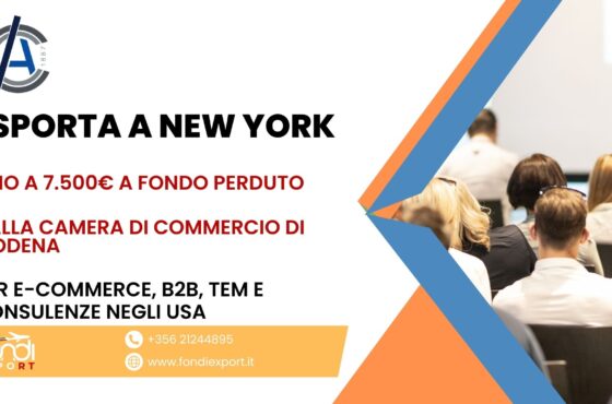 Finanziamento a fondo perduto di 7.500 € è disponibile per le imprese modenesi che vogliono esportare negli Stati Uniti