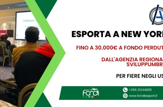 Finanziamento a fondo perduto di 30.000 € a disposizione delle imprese umbre per Partecipazione a fiere negli Stati Uniti