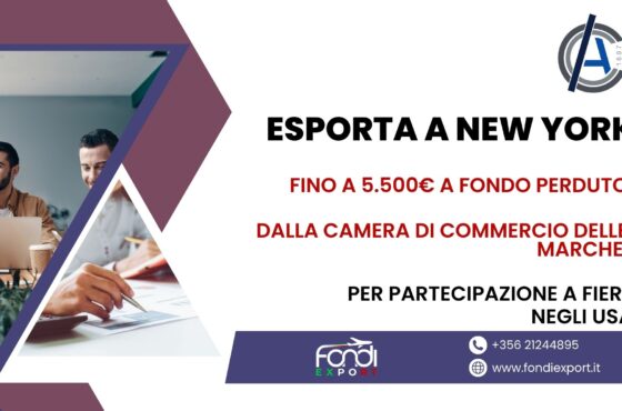 Stanziati 5.500 € per finanziamento a fondo perduto alle imprese marchigiane per Partecipazione a fiere negli Stati Uniti