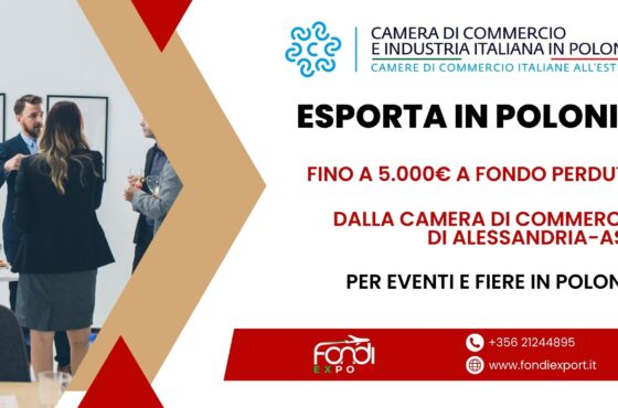 Finanziamento a fondo perduto di 5.000 € alle imprese piemontesi per Partecipazione a eventi e fiere in Polonia