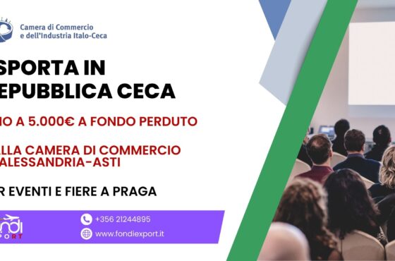 5.000 € di finanziamento a fondo perduto per MPMI piemontesi per Partecipazione a eventi e fiere a Praga