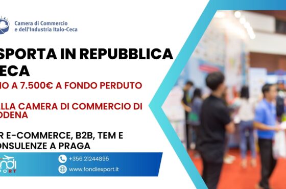Un finanziamento a fondo perduto fino 7.500 € è offerto alle imprese modenesi per esportare a Praga
