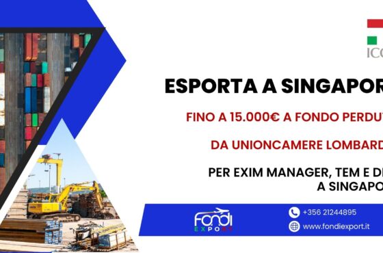Un finanziamento a fondo perduto di 15.000 € è concesso alle imprese lombarde per TEM e DEM a Singapore
