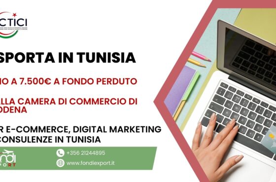 Finanziamento a fondo perduto di 7.500 € alle imprese modenesi per Digital marketing, E-Commerce, Consulenze in Tunisia