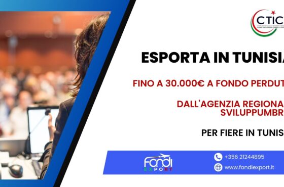 Le imprese umbre che vogliono esportare in Tunisia possono usufruire di un finanziamento a fondo perduto fino a 30.000 €