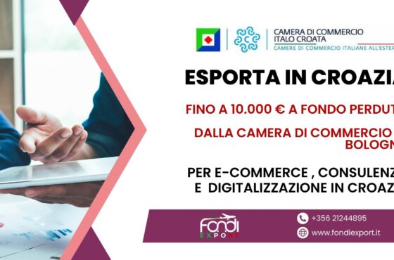 10.000 € di finanziamento a fondo perduto sotto forma di voucher per Micro, Piccole e Medie imprese bolognesi per Digitalizzazione, E-commerce e consulenze in Croazia