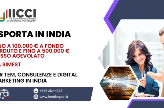 Finanziamento agevolato fino 500.000 € per le aziende italiane per TEM, Consulenze e Digital Marketing in India