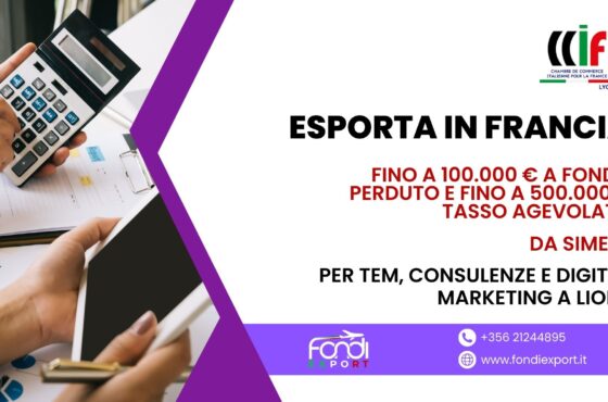 Un finanziamento agevolato di 500.000 € è concesso alle imprese italiane per TEM, Consulenze e Digital Marketing in Francia