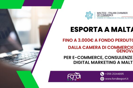 Le imprese genovesi che vogliono esportare a Malta possono usufruire di un finanziamento a fondo perduto fino a 3.000 €