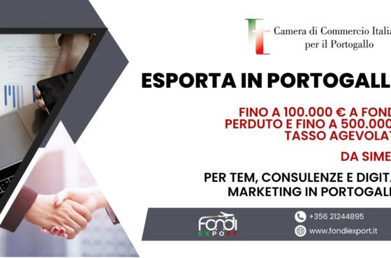 Opportunità per imprese italiane: fino a 500.000 € di finanziamento agevolato per sviluppare attività commerciali in Portogallo