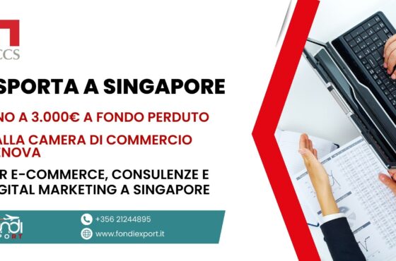Finanziamento a fondo perduto fino a 3.000 € per l’evoluzione delle imprese di genovesi e le loro iniziative nel campo di E-commerce, Digital Marketing e Consulenze a Singapore