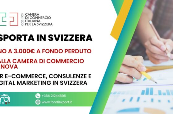 Le imprese genovesi possono avvalersi di un finanziamento a fondo perduto con importo massimo di 3.000 € per sviluppare un business internazionale in Svizzera