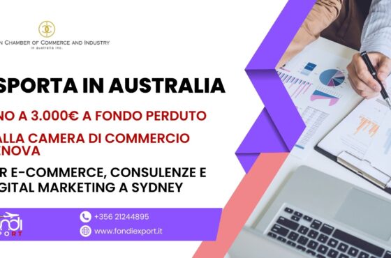 Finanziamento a fondo perduto di importo massimo fino a 3.000 € viene erogato alle imprese genovesi per E-commerce, Digital Marketing e Consulenze in Australia