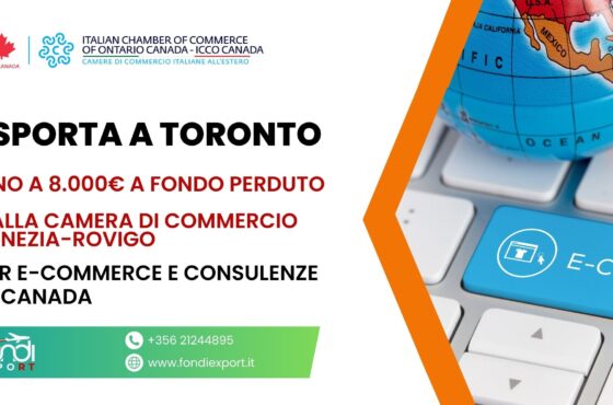 8.000€ di finanziamento a fondo perduto per micro, piccole e medie imprese di Venezia e di Rovigo per E-commerce e Consulenze a Toronto