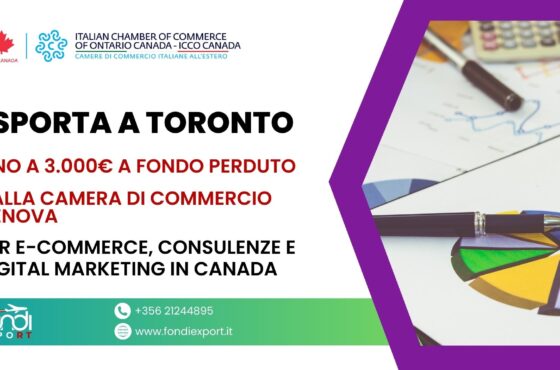 E-commerce, Digital Marketing e Consulenze a Toronto con il finanziamento a fondo perduto di 3.000 € della Camera di Commercio di Genova
