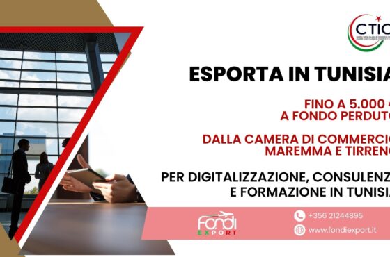 Un finanziamento a fondo perduto di 5.000 € è disponibile per le imprese toscane per Digitalizzazione, Consulenze e Formazione in Tunisia