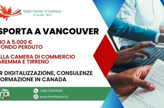 Finanziamento a fondo perduto di 5.000 € è disponibile per le imprese toscane che vogliono esportare a Vancouver