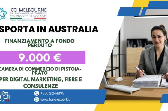 Finanziamento a fondo perduto fino a 6.000 € (imprese) 9.000 € (consorzi, società consortili e cooperative) per le imprese di toscane nel campo di Analisi e orientamento, marketing, B2B, e-commerce, digital marketing, fiere ed eventi a Melbourne