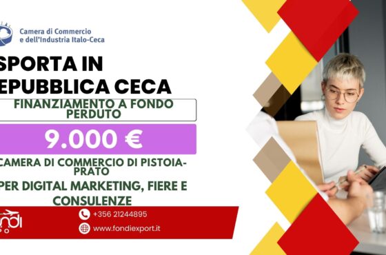Le imprese toscane hanno l’opportunità di ottenere finanziamenti a fondo perduto di 6.000 € (imprese) 9.000 € (consorzi, società consortili e cooperative) per Analisi e orientamento, marketing, B2B, e-commerce, digital marketing, fiere ed eventi a Praga