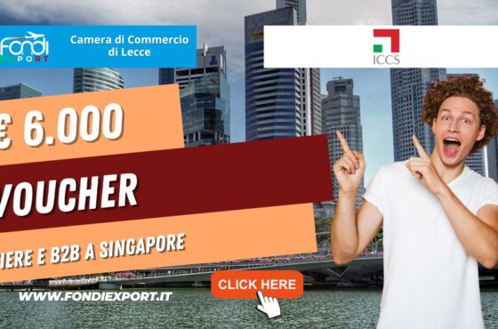 6.000€ di finanziamento sotto forma di voucher dalla Camera di Commercio di Lecce per l’export a Singapore per consulenze, fiere e B2B